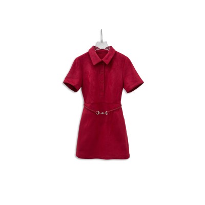 GUCCI SUEDE SHORT-SLEEVED DRESS GUCCI SUEDE SHORT-SLEEVED DRESS